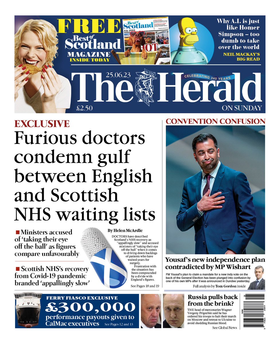 hendopolis's tweet photo. HERALD ON SUNDAY: Furious doctors condemn gulf between English and Scottish NHS waiting lists #TomorrowsPapersToday https://t.co/lCpc49gfhC