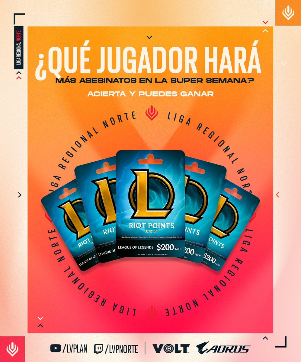 Tengo cuatro tarjetas de RP listas para irse, solo tienen que:

❤️ y 🔁 a este tuit

Comentar qué jugador acumulará más asesinatos al final de la súper semana de #LRN. 🏆

Y ya con eso, los que acierten entrarán al sorteo de estas tarjetas de RP, válido todo LAN. 🫰