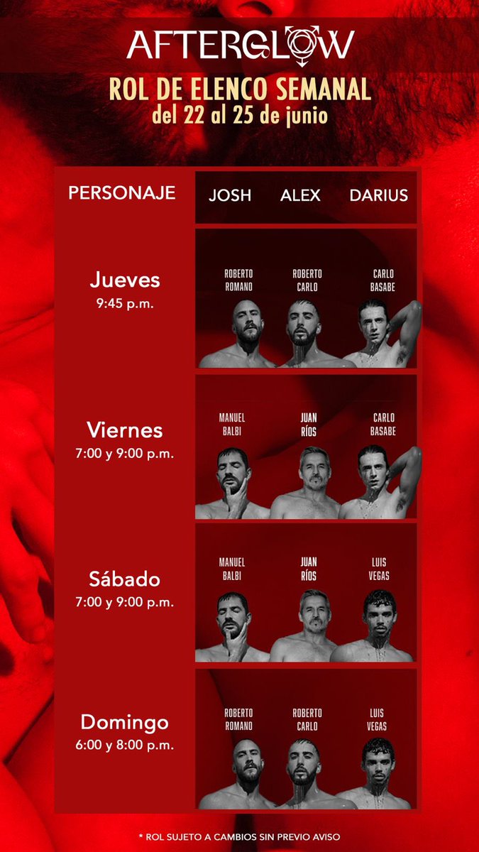 Elenco de #AFTERGLOW para este fin de semana: