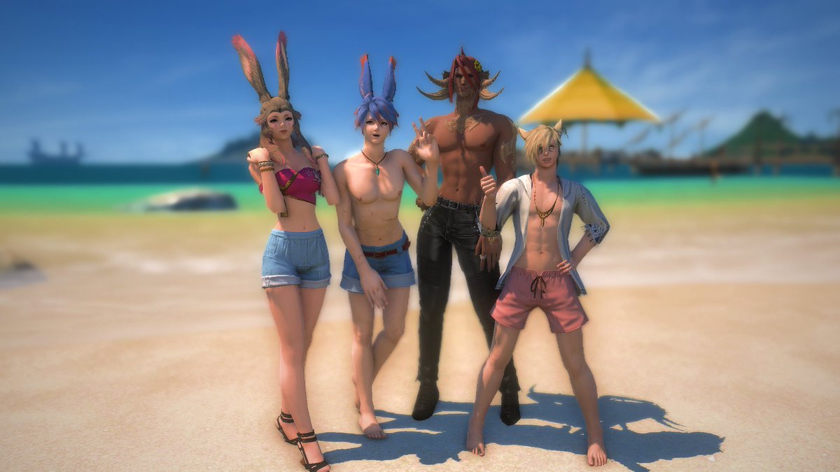 If you see this you HAVE to post a picture of your #WOL with your Retainers !! 😤💕 #FFXIV #wolqotd #ffxivgpose #GPOSERS #mviera #ff14 
(They took a much needed break, meet Komi, Dante, and Yosuke!)