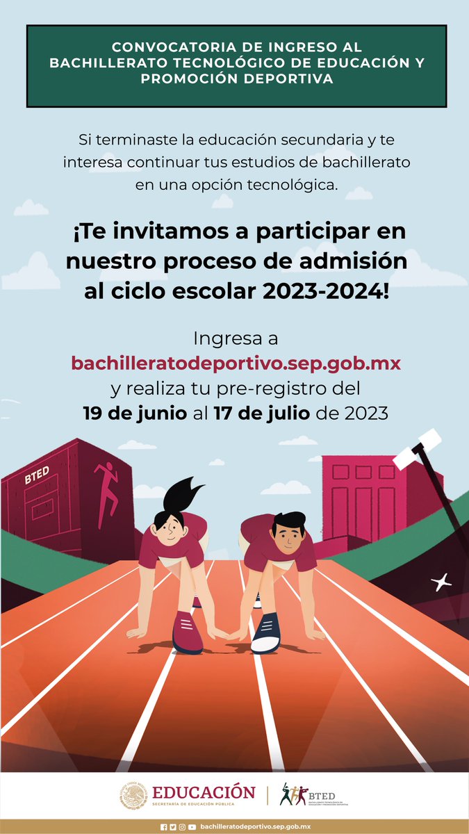 BTEDmx's tweet photo. Participa en la convocatoria de ingreso 2023 - 2023.

🌐 https://t.co/vraNlE8qTB https://t.co/htrTd80kxT