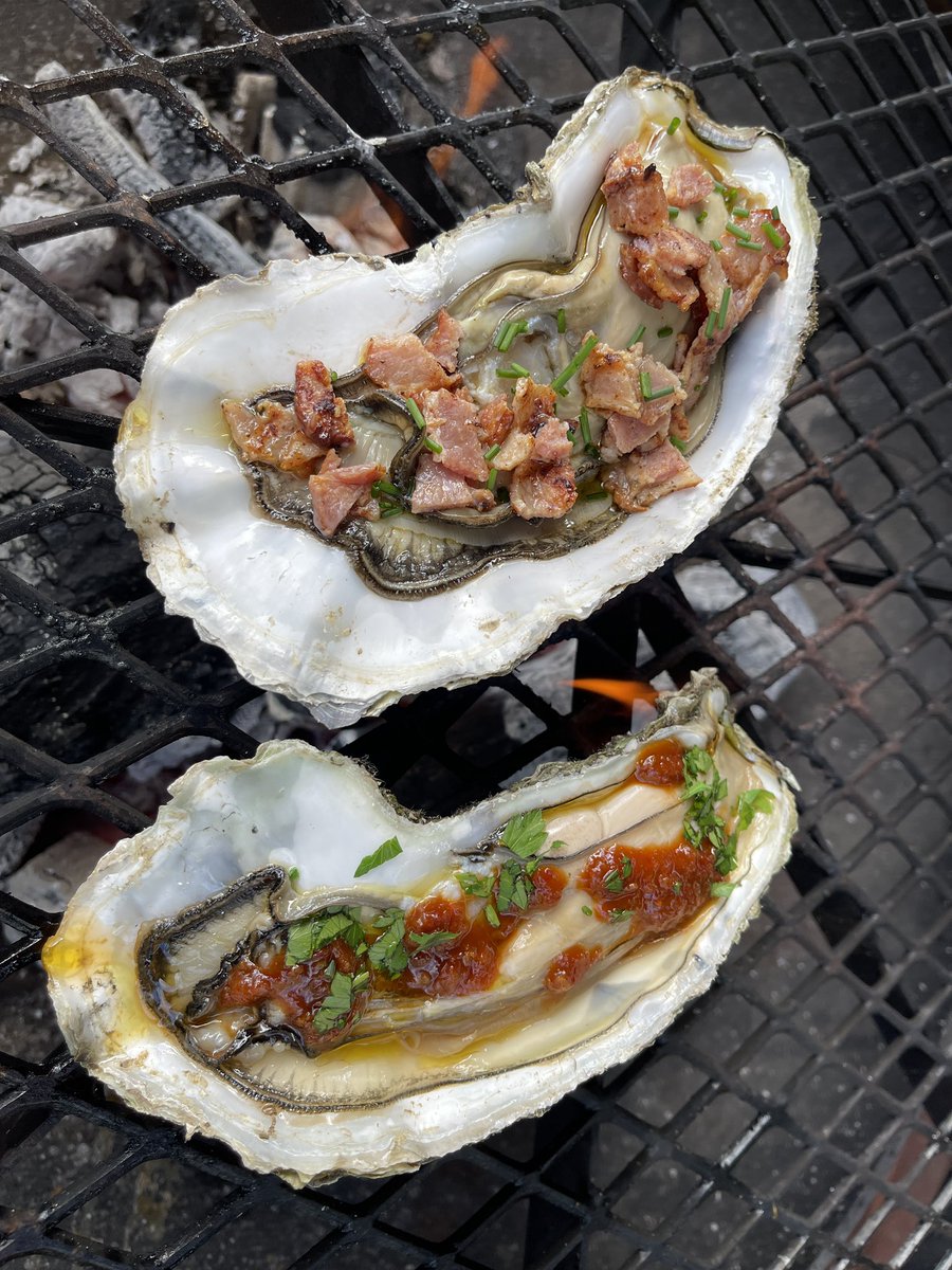 ComeGrillWithMe's tweet photo. These are massive wild Australian oysters cooked over fire. As big as my hand! https://t.co/XHkJxtWLhp