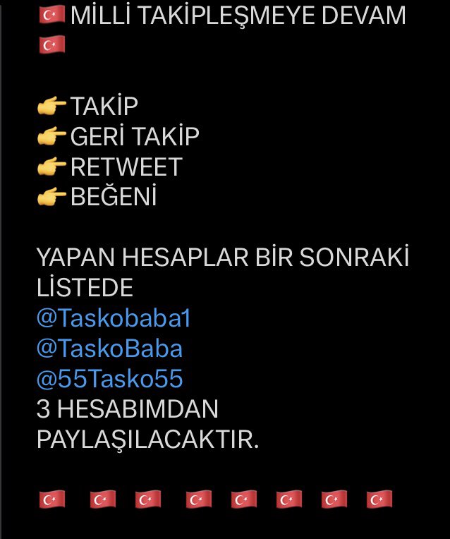 MİLLİ TAKİP 🇹🇷190🇹🇷
@SekmenAdem3
@Taskobaba1
@Mearic_
@Kurtolu73585607
@55Tasko55
@togg2023_2070
@dilek_5303
@MeDLeS
@Cetindemirel_23
@TaskoBaba
@mustafaegelim
@Njdt_1300
@KOROGLU_NJDT
@fikrimumcu
@isdanbul_fatihi
@caglayanf
@neferiosman
@ayschetatar
@Akparti20236
@HeimdallCeo