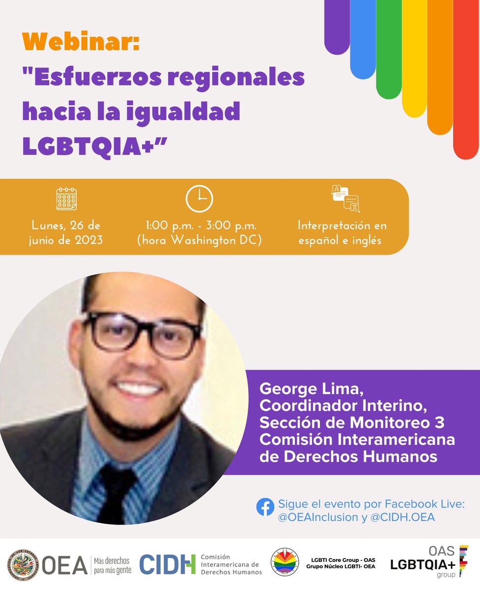 OEA – Inclusión (@oea_inclusion) on Twitter photo Durante el evento contaremos también con las intervenciones de:
🔹Emb. <a href="/LEVargasSilva/">Luis Ernesto Vargas</a>
🔹<a href="/BeticaMunozPogo/">Betilde Muñoz-Pogossian</a>
🔹Emb. <a href="/USAmbOAS/">US Mission to the Organization of American States</a>
🔹George Lima
Súmate por #FacebookLive⬇️
bit.ly/36K6wHA o bit.ly/3JvNqF8 Durante el evento contaremos también con las intervenciones de:
🔹Emb. <a href="/LEVargasSilva/">Luis Ernesto Vargas</a>
🔹<a href="/BeticaMunozPogo/">Betilde Muñoz-Pogossian</a>
🔹Emb. <a href="/USAmbOAS/">US Mission to the Organization of American States</a>
🔹George Lima
Súmate por #FacebookLive⬇️
bit.ly/36K6wHA o bit.ly/3JvNqF8