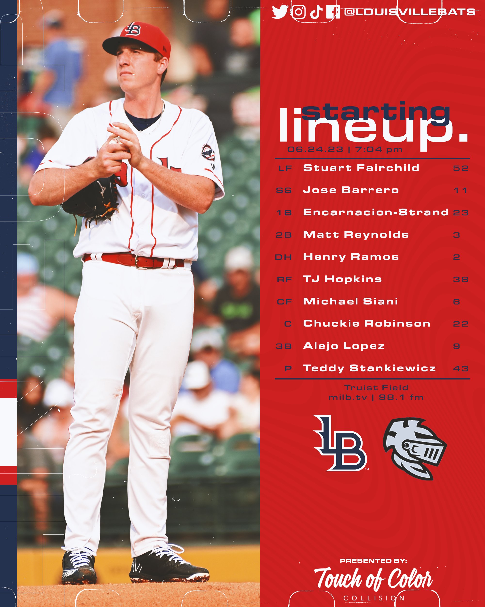 Louisville Bats on X: Another day of baseball, another Bats starting  lineup 👊 📻  📷 Bally Live Presented  by@TOCCollision