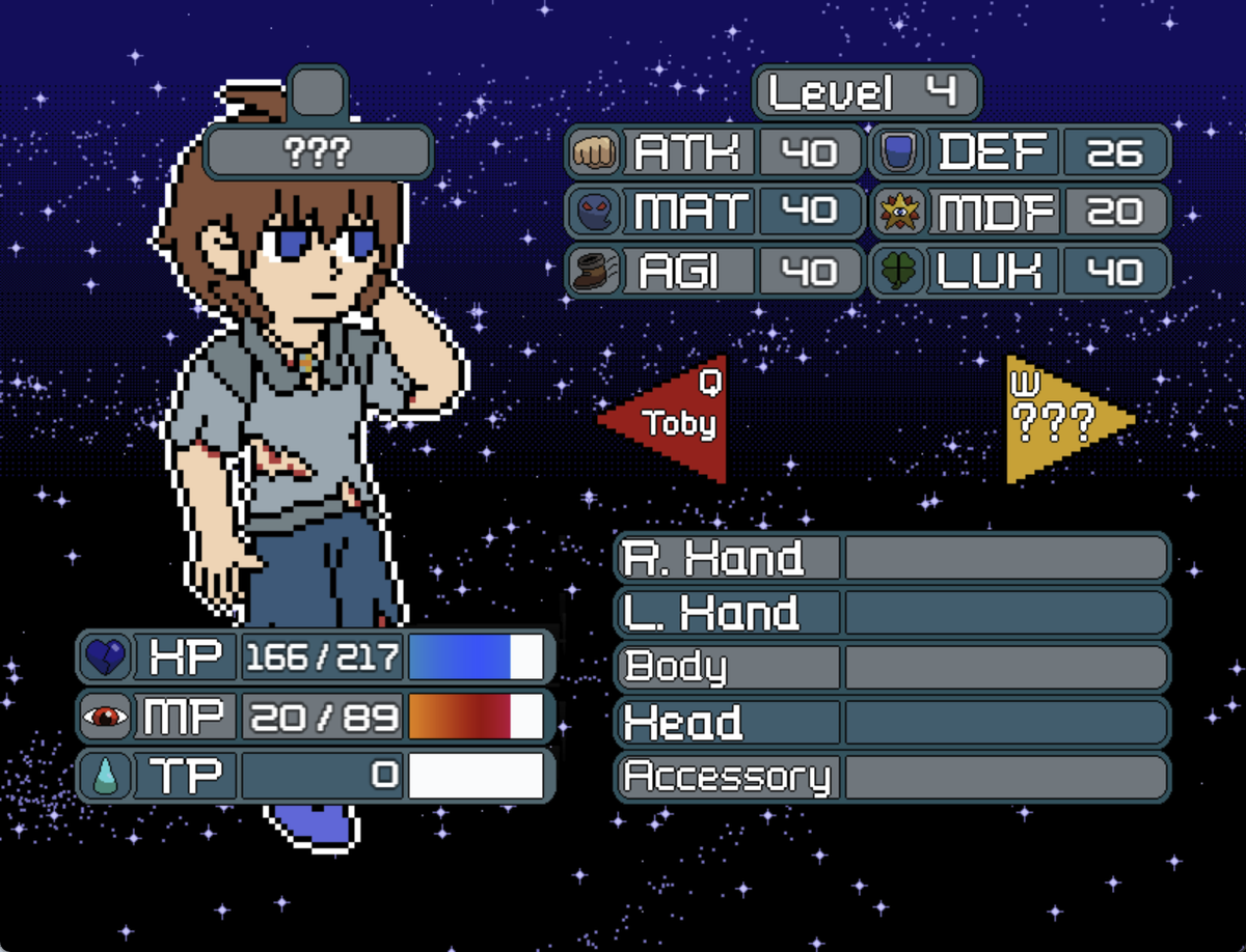 Knightly44's tweet photo. Finally made a new status menu!
#rpgmaker #pixelart #gamedev #indiedev https://t.co/hVQGRvZBEf