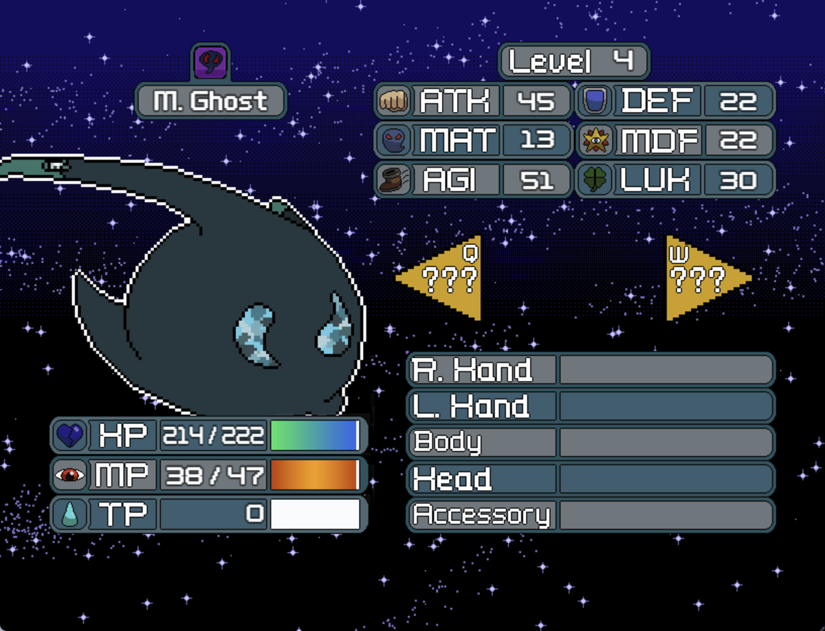 Knightly44's tweet photo. Finally made a new status menu!
#rpgmaker #pixelart #gamedev #indiedev https://t.co/hVQGRvZBEf