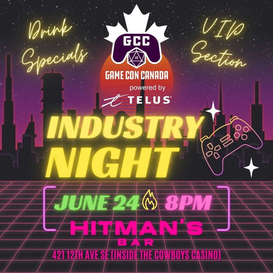 TONIGHT! Join us for the #GCC2023 18+ Industry Night Party at Hitman's Bar - we'll have drink specials, a VIP section, and much more!

#GCC #GameConCanada #BringYourEHGame #YYCGaming #CalgaryGamers #YYCevents #CalgaryEvents #IamDowntownYYC #CanadianGamer #AfterParty #HitmansBar