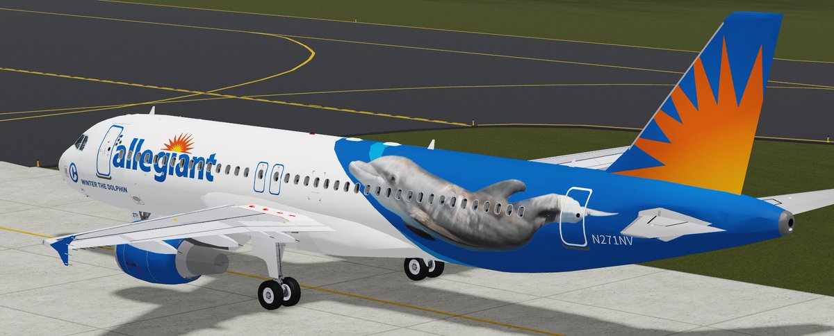 AAY_RBX's tweet photo. Winter the dolphin! 🐬

Welcome Winter the dolphin N271NV to our fleet.
#Roblox #Roaviation https://t.co/pGvdD5JPz7
