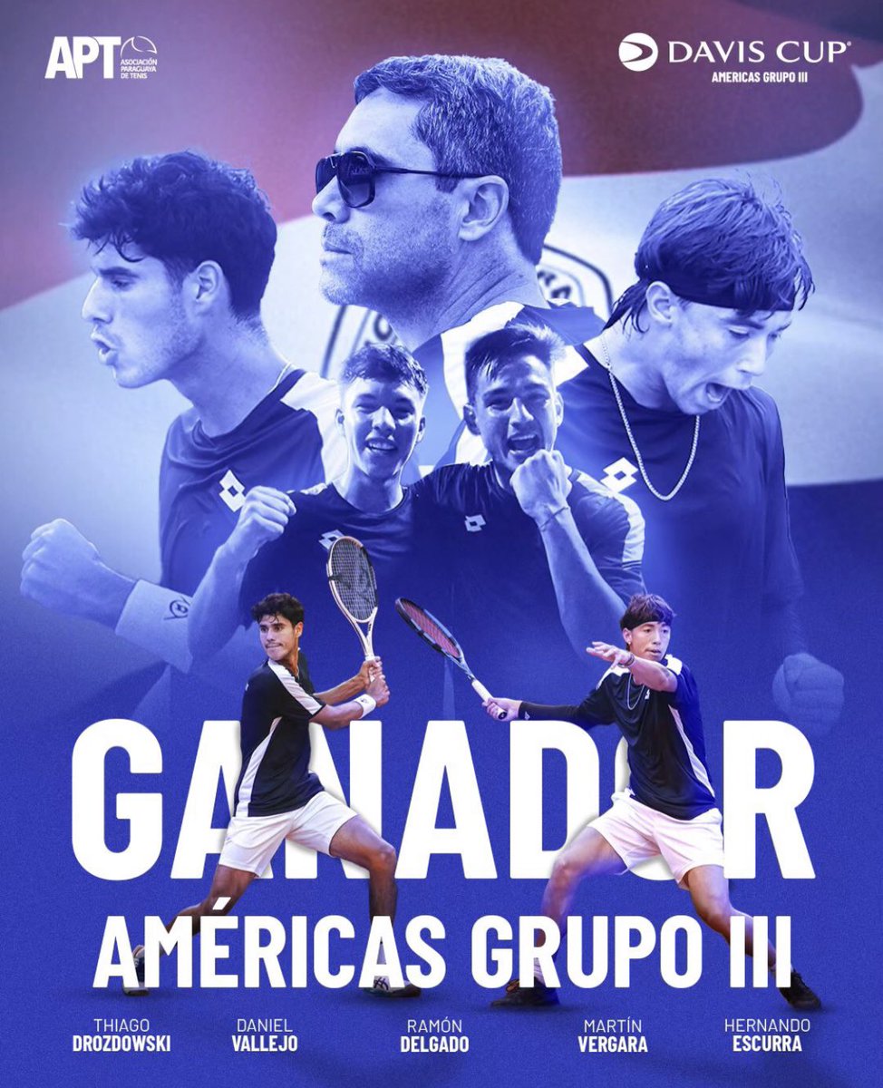 psp_paraguay's tweet photo. 🏆🥇🥎🇵🇾

¡Paraguay es campeón de la Copa Davis!

Los nuestros derrotaron 2-1 a Bolivia y campeonaron en el Grupo III de las Américas. 

Antes, ya se logró el ascenso a la zona II de las Américas tras vencer a Costa Rica, Bahamas, Honduras y República Dominicana. https://t.co/8gnUhg6XHd