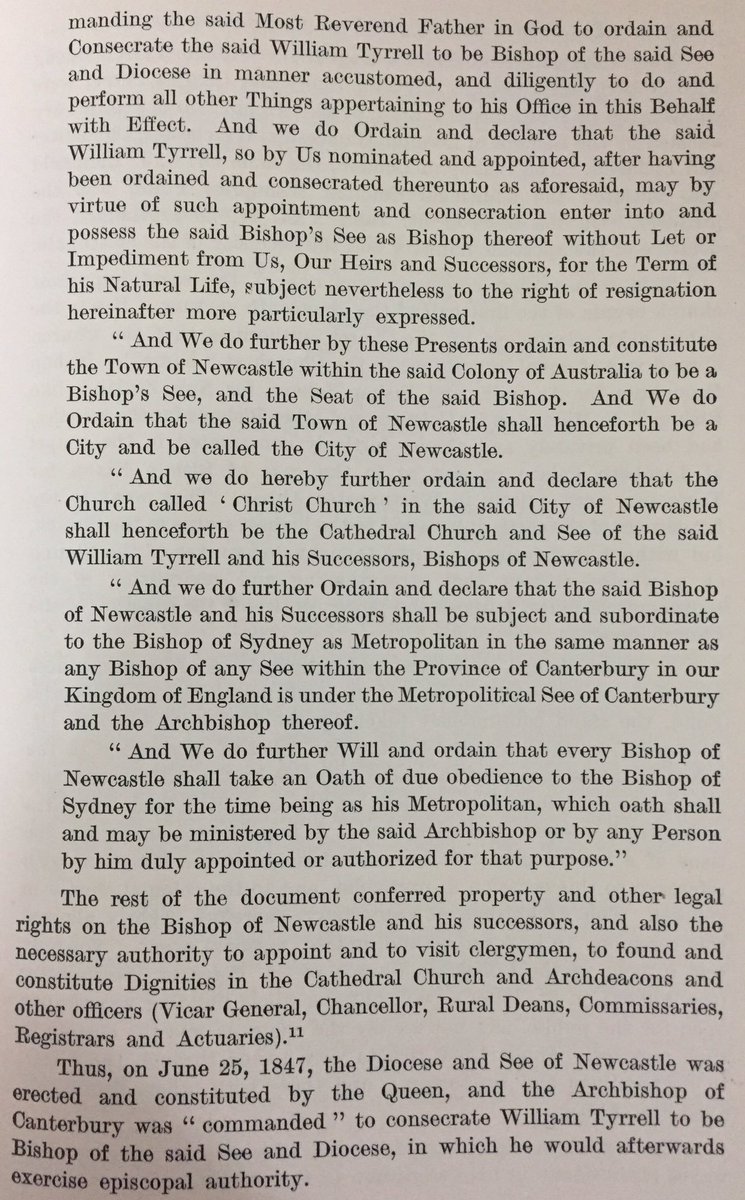 AustAnglican's tweet photo. Happy #176years anniversary to the Diocese of Newcastle, formed via Letters Patent on 25 June 1847. 🎉🎂The extract is from Elkin's diocesan history (1955). The diocese originally extended over what is now the northern half of NSW and the southern half of QLD. https://t.co/4psVm995pc