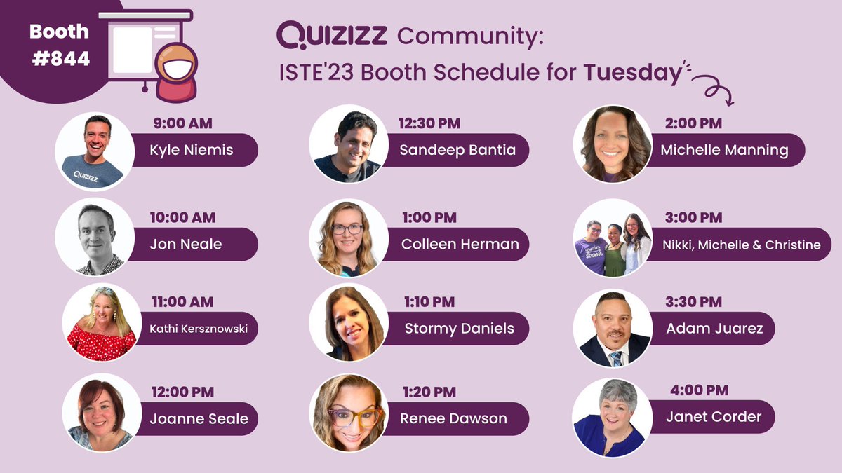 Going to go ahead and leave this booth lineup right here for anyone heading to #ISTE this year 😎 

#ISTE23 #istelive #quizizzgamechanger #istechat