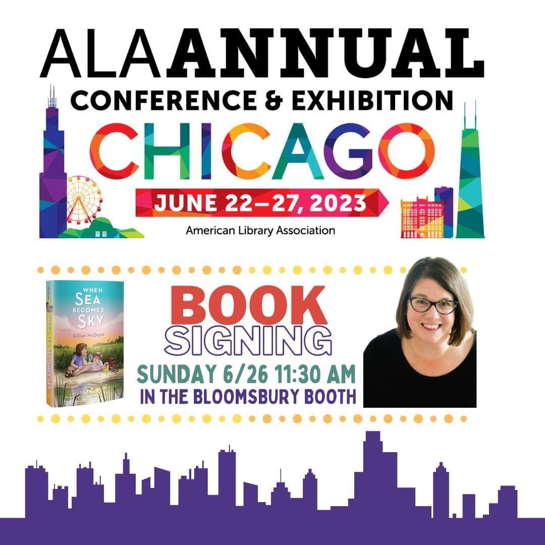 🎉 so excited to be at #Alaac23 celebrating Honestly Elliott’s Schneider Honor Award! 📚 🏆
 
🤝 are you here too? I'd love to meet you! Swing by the Bloomsbury booth 3013 on Sunday morning at 11:30 for a signed copy of WHEN SEA BECOMES SKY! 🌊➡️🌌💛