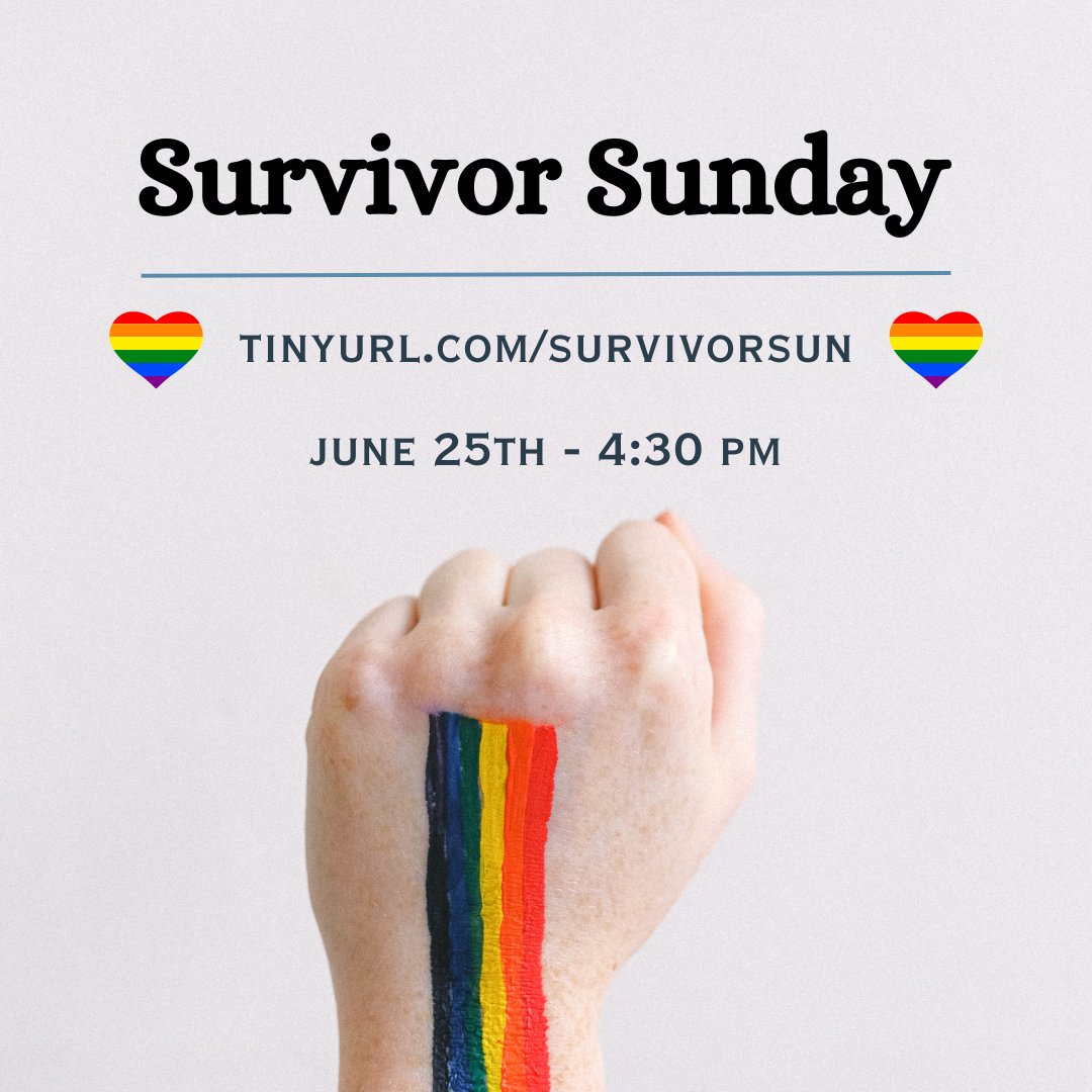 Tomorrow is this month’s Survivor Sunday! If you are a survivor of conversion therapy you should consider signing up which you can do via the link in our bio. We would love to have you there!
#conversiontherapysurvivor #conversiontherapy #lgbtq #community #supportgroup