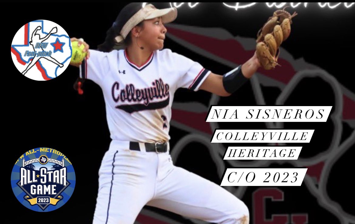 Brian Gosset (@gosset41) on Twitter photo 2023 <a href="/DFWfastpitch/">DFW Fastpitch</a> HM All Star - <a href="/SisnerosNia/">NiaSisneros2023</a> (Class of 2023, Colleyville Heritage, HC Allison Conaway)
7-5A Second Team
0.400 BA
40 hits
5 HR
31 RBI
41 R
A DFW player of the week this season, Sisneros helped the Panthers to their first state berth since 1998
Congrats Nia! 2023 <a href="/DFWfastpitch/">DFW Fastpitch</a> HM All Star - <a href="/SisnerosNia/">NiaSisneros2023</a> (Class of 2023, Colleyville Heritage, HC Allison Conaway)
7-5A Second Team
0.400 BA
40 hits
5 HR
31 RBI
41 R
A DFW player of the week this season, Sisneros helped the Panthers to their first state berth since 1998
Congrats Nia!