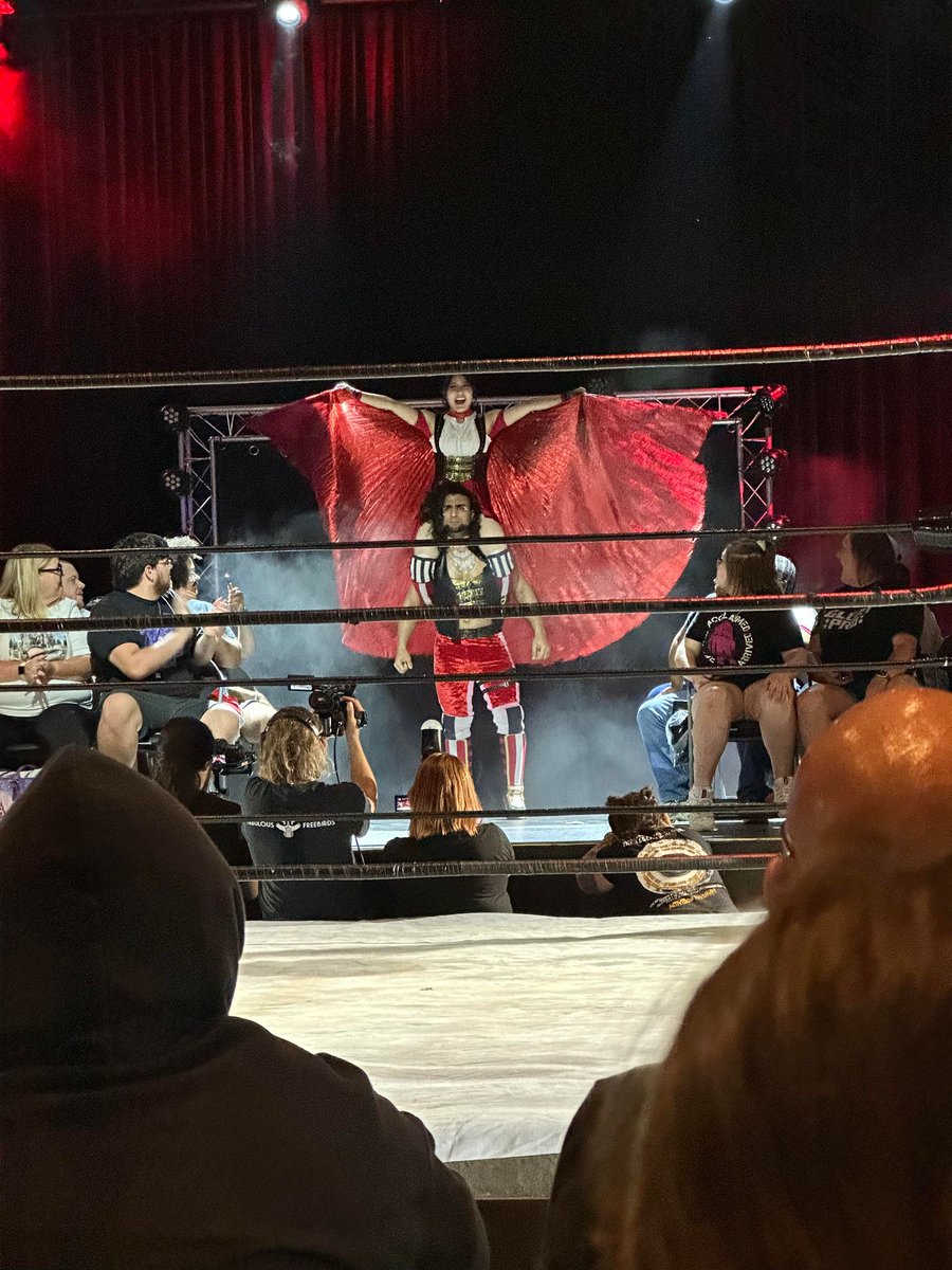 awesome_WM34's tweet photo. 現地特派員からデスマッチの金網がなんか薄っぺらいと報告が #GPLive https://t.co/8AJXoDwo0l