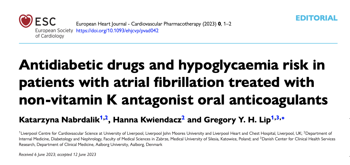 LiverpoolCCS's tweet image. Antidiabetic drugs and hypoglycaemia risk in patients with atrial fibrillation #Afib treated with non-vitamin K antagonist oral anticoagulants #NOAC @LHCHFT @LJMU_Health @LivHPartners @LivuniILCaMS  academic.oup.com/ehjcvp/article…