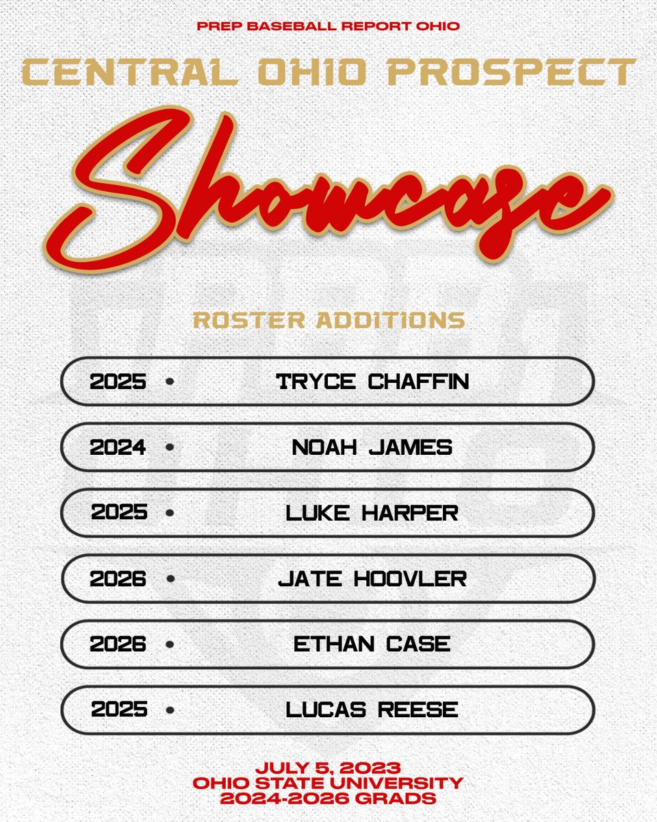 PrepBaseballOH's tweet photo. 🚨Central Ohio Prospect Showcase🚨

Welcome to the Central Ohio Prospect Showcase at Ohio State University on 7/5. https://t.co/UroCzd8Hb0