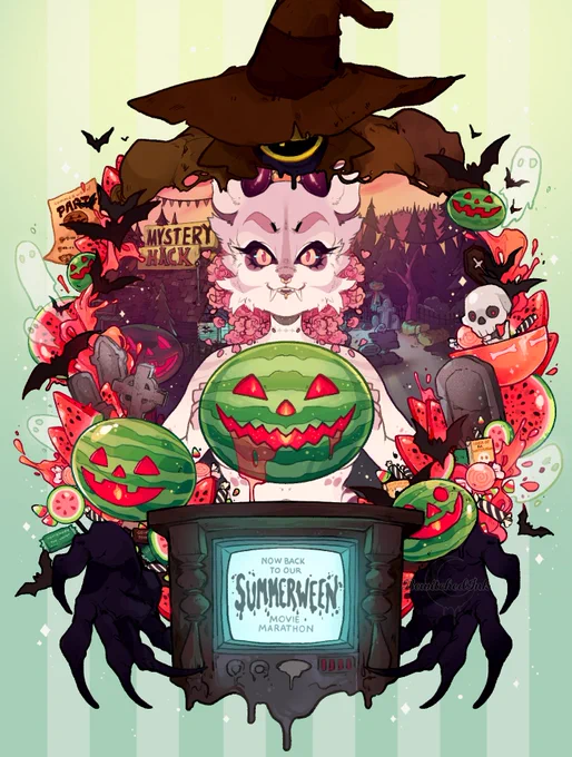  SUMMERWEEN YCH   Looking to beat the heat with some spooky sweets? Just beware of the trickster~   1 5 0 each  Closing Tuesday, June 27th  Human or Anthro characters  All genders always welcome     Comment "CLAIM" for a slot      R•Ts are very appreciated 