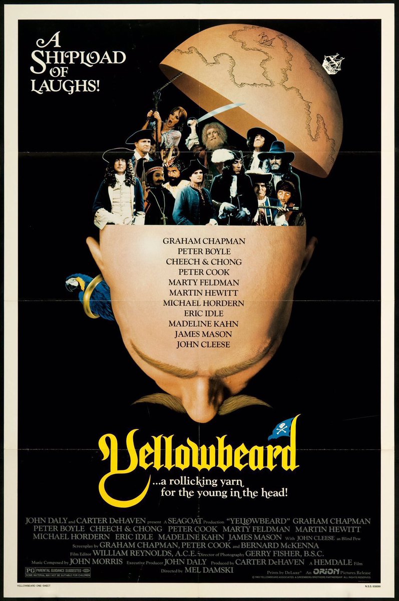 🎬MOVIE HISTORY: 40 years ago today, June 24, 1983, the movie ‘Yellowbeard’ opened in theaters!

#GrahamChapman #PeterBoyle #CheechMarin #TommyChong #PeterCook #MartyFeldman #MartinHewitt #MichaelHordern #EricIdle #MadelineKahn #JohnCleese #JamesMason #KennethMars #NigelPlaner