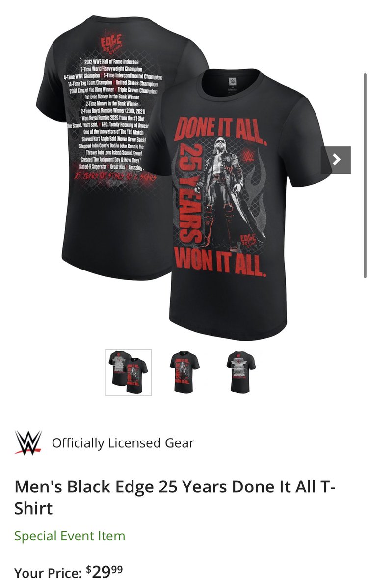 So who wants to tell @WWE @WWEShop that Edge didn’t enter the 2020 Royal Rumble in the #1 slot? Nor did he win it, he was eliminated by Roman Reigns. WTF? https://t.co/g3NAMIbByK