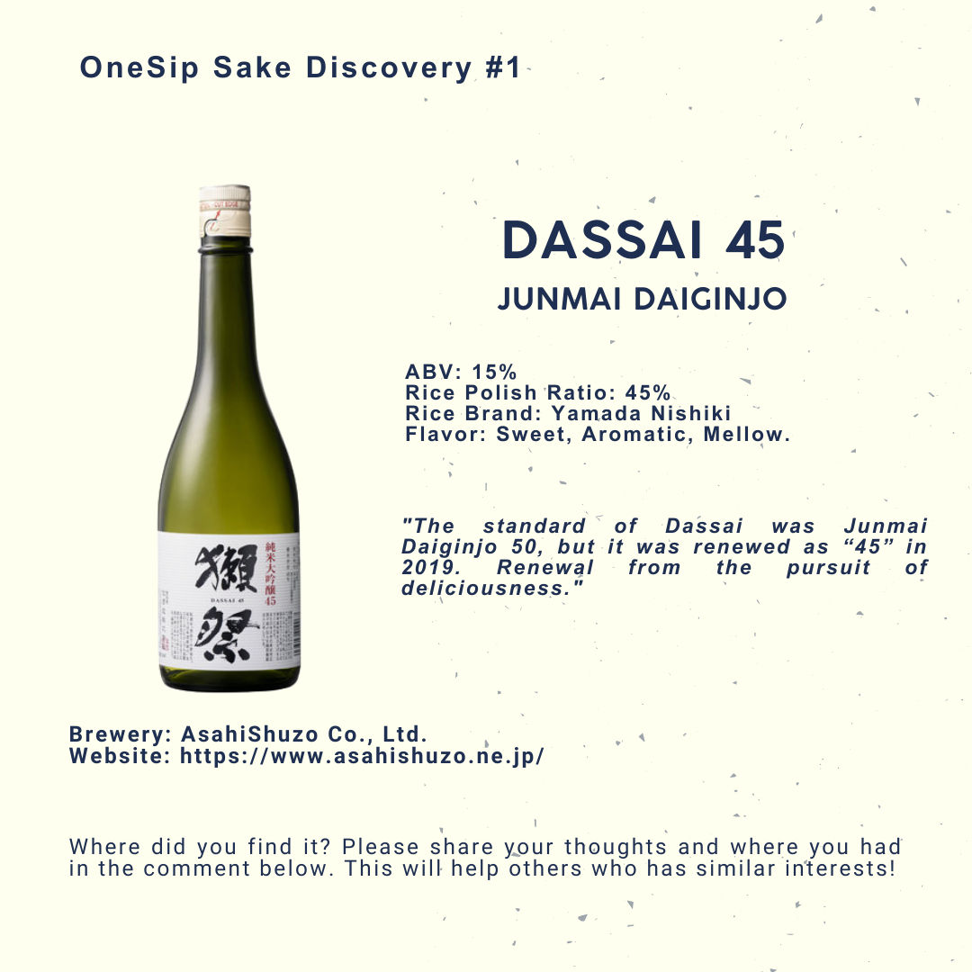 OnesipSake's tweet photo. OneSip Sake Discovery #1
--
Dassai 45 - Junmai Daiginjo
--
Let us know where you found Dassai 45 and share it with other sake lovers.
#sake
#sakelover
#japanesesake
#dassai
#dassai45
#junmaidaiginjo
#asahishuzo
#onesipsake
#sakediscovery
#日本酒
#清酒
#일본술
#旭酒造
#獺祭 https://t.co/JbZivmHjUm
