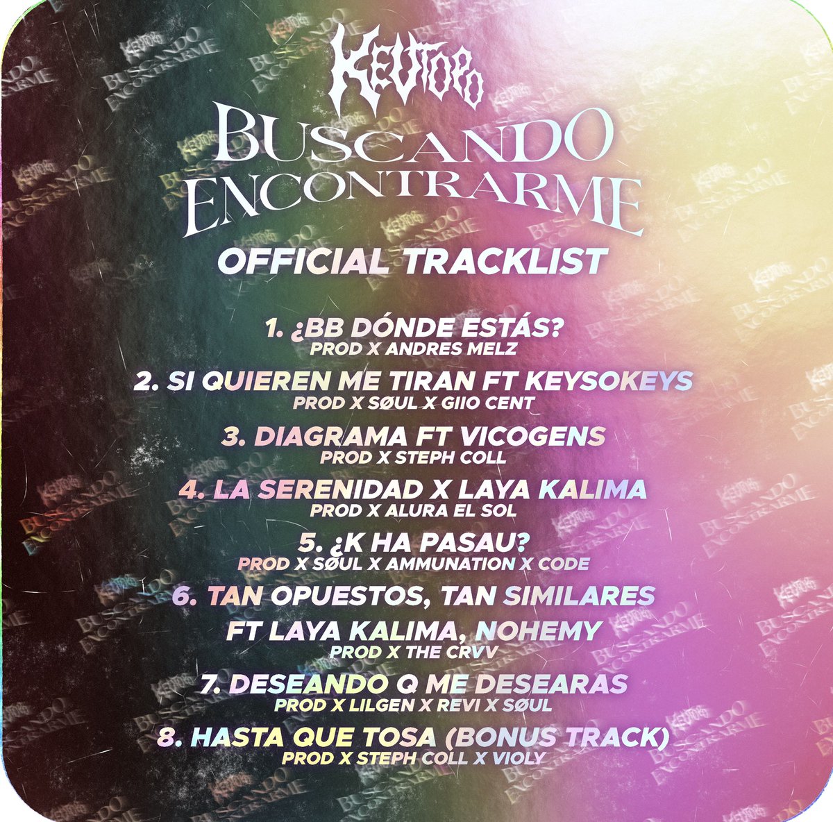 SOLO FALTAN 4 DÍAS PARA MI ÁLBUM “BUSCANDO ENCONTRARME” Y AQUÍ LES COMPARTO EL COVER OFICIAL Y EL TRACKLIST PARA TODXS 🩷🩷🩷🩷

PRESAVE: onerpm.link/buscandoencont…