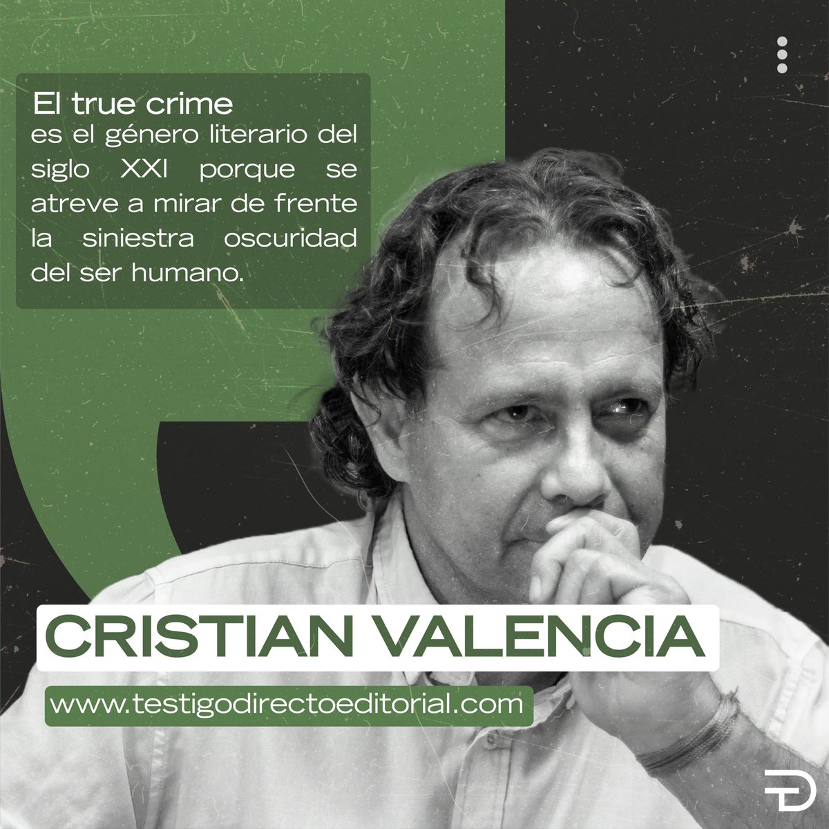 TDEditorial's tweet photo. Cristian Valencia, escritor de Tras La Sombra de Garavito. Nos da una breve opinión sobre el #truecrime 👆🏻🔎.

Este gran género nos conduce hacia un terreno donde convergen la curiosidad y la reflexión 🧠.

📲 Conoce más en nuestros libros disponibles en https://t.co/n3hzoD3v0m https://t.co/V9Ec9OtZ6C