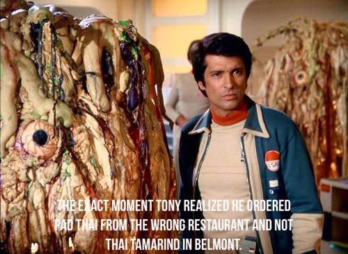 Don’t be like Tony. Order your #padthai  from @thai_tamarind in Belmont & keep your crew happy no matter what orbit you happen to be. #thai #thaifood #thaicuisine #foodie #sfbayarea #space1999fans #thairestaurant #authenticthai #bayareafoodies #asianfood #eatthai #bestthai #eat