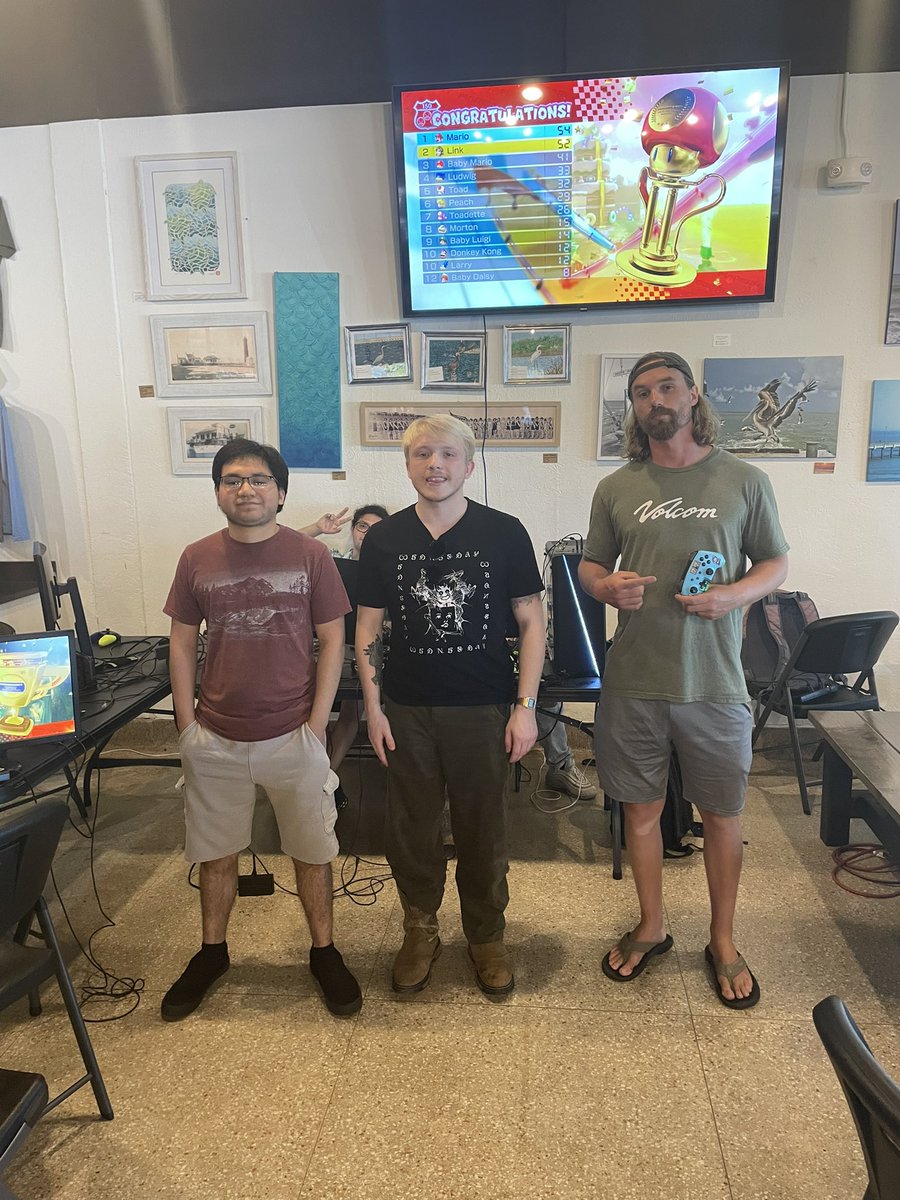 Top 3 for our Mario kart tournament hosted by #TheEgoBoys and Nueces Brewing and Barbecuing
1st- Mario, $50 
2nd- JR (Globo), $20 
3rd- Max, $10 
Thank you to all that participated. 
#EgoArmy #HaveAnEgo #BBQ #CoastalBend #CorpusChristi