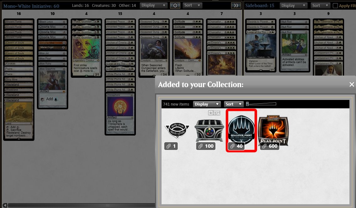 shadow_PT_MTG's tweet photo. Copied a mono-white initiative decklist and randomly won the Vintage Challenge. Got very lucky. https://t.co/dmYpLwE0Q2