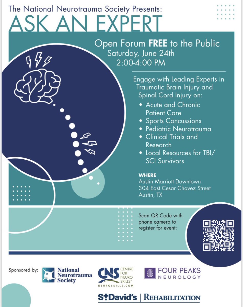 bonny_su's tweet photo. Thank you @Neurotrauma for the invitation to participate on the “ask the expert public forum” with other amazing panelists and national/local experts on #TBI and #SCI. And thank you St. David’s Rehabilitation @StDavidsHC for the sponsorship. Never give up #hope 🧠 https://t.co/ShXRGJXqRA