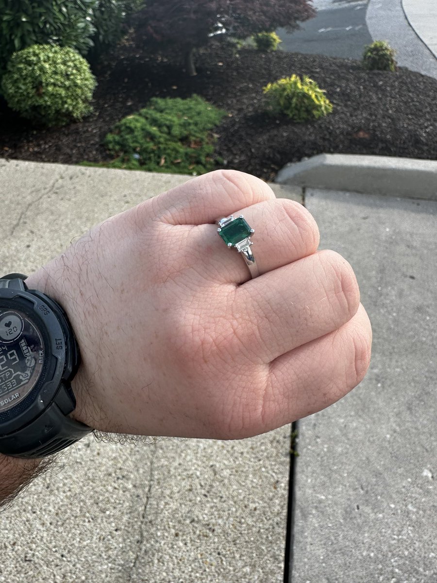 My ring!!!! It’s an emerald, which is Micah’s birthstone