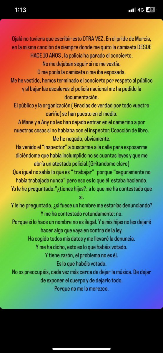 NO PUEDO MÁS NO QUIERO MÁS Ya no me divierto. Ya no quiero poner más el cuerpo. Que lo pongan otras. Que luchen otras. A ver cuantas se ponen delante para luchar verdaderamente por nuestros derechos. Cuantas.