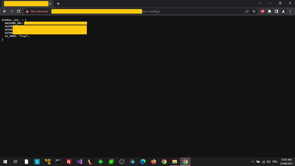 Hello Community,

I found this JS file 'env-config.js' and my question is :
Should i report it immediately as [sensitive infos disclosure] or i need to perform other actions to prove the impacts ?

#bugbountytips 
#BugBounty 
#CyberSecurity