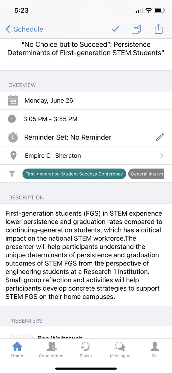 Excited to connect with other scholar-practitioners @NASPAtweets Student Success in Higher Education #SSHE23 #FGSS23 Conference in Kansas City! 

Come to my session on Monday 3:05pm on #firstgen STEM student success and strategies to serve them.

#HigherEd #StudentSuccess