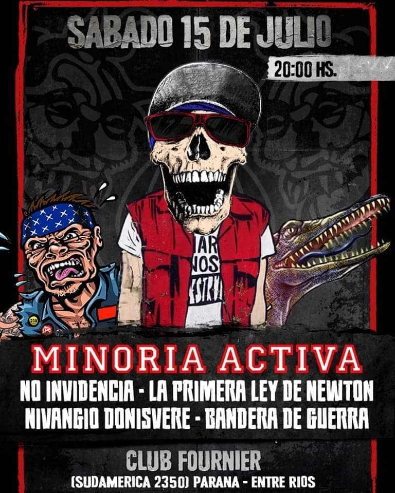 MINORIAHARDCORE's tweet photo. En Julio visitamos 
ENTRE RIOS-PARANA 
CON MINORIA ACTIVA  ....SI, EL SABADO 15 DE JULIO NOS VEMOS AHI!!! 

MIENTRAS SEGUIMOS GRABANDO EL NUEVO ALBUM "LA ECUACION DEL MIEDO" .... https://t.co/BtpJYoVZqI