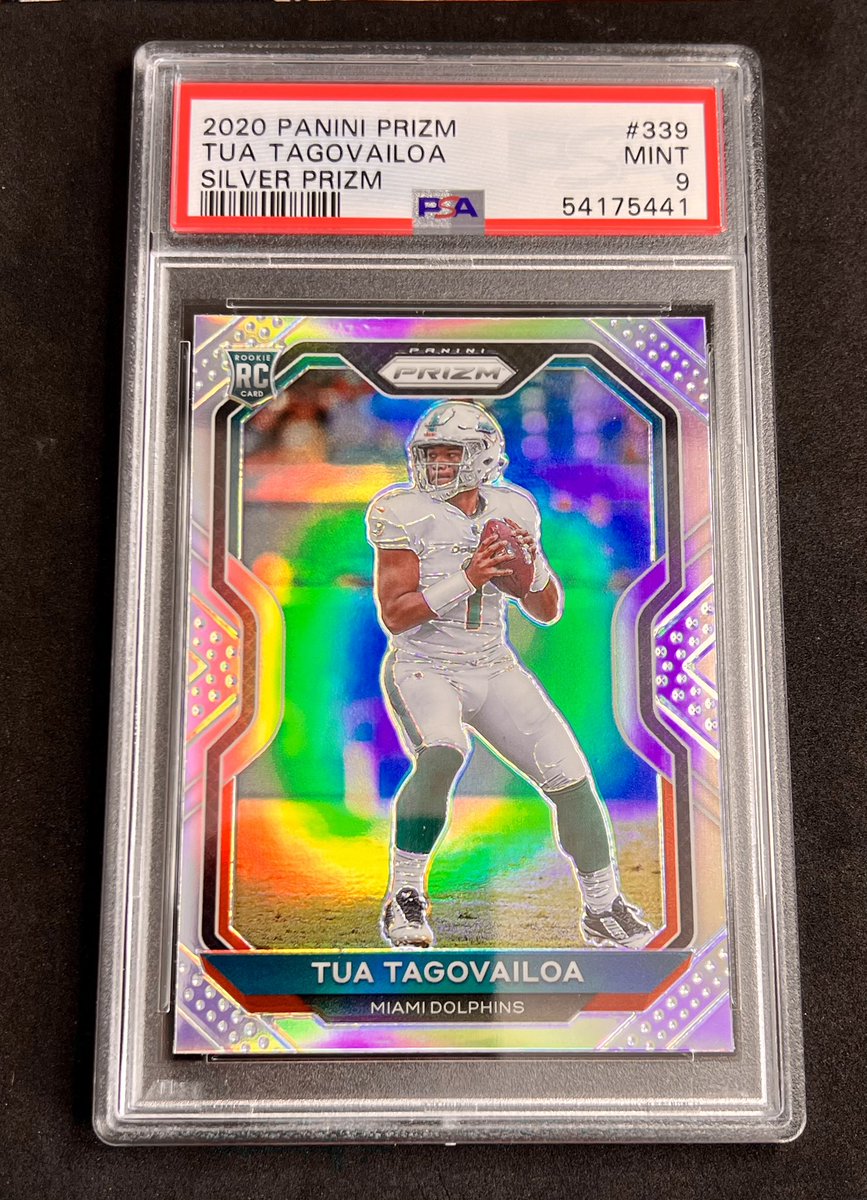 2020 Prizm Silver Tua PSA 9. What’s more to say?  It’s the flagship Prizm card that everyone wants. $80 takes this one.