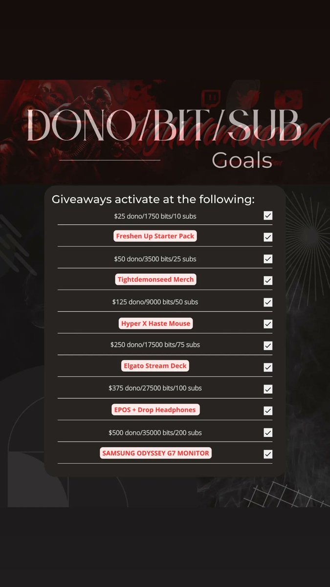 40th Birthday Bash Starts Now!

Giveaways and fun times, let's go!!!!!!

twitch.tv/tightdemonseed

<a href="/GetWetSports/">GetWetSports</a> 
<a href="/DrinkFreshenUp/">Freshen Up Energy</a> 
<a href="/Kindr3dNations/">TS (Formally Kindr3d)</a> 
@Kindr3dK