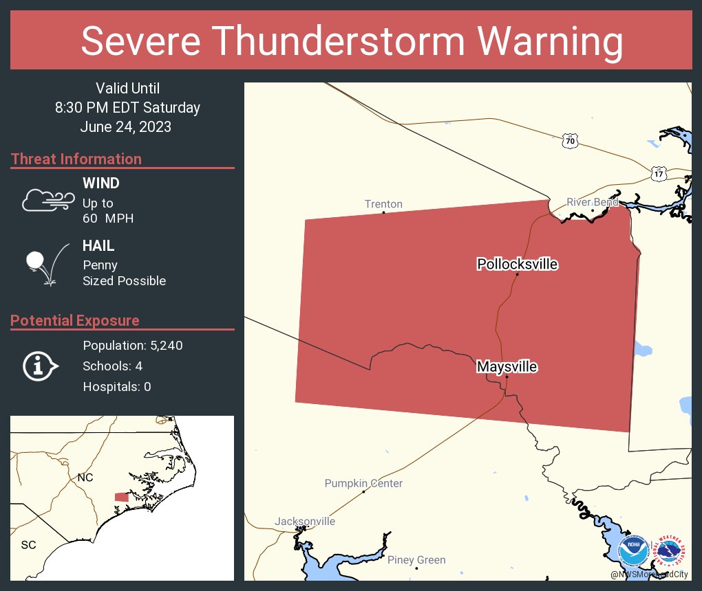 NWS Newport/Morehead on Twitter "Severe Thunderstorm Warning including