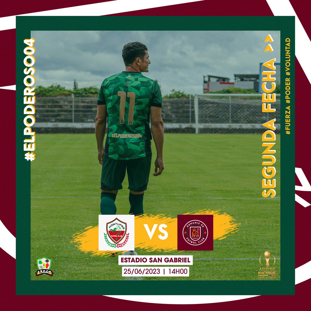 04DunamisFC's tweet photo. En búsqueda de una nueva victoria! 🔥🇲🇱
SEGUNDA FECHA (ETAPA PROVINCIAL)
🆚 @montufarfcec
🏟️ San Gabriel
⌚️ 14h00
🗓️ 25/06/2023
EL PODEROSO 04
•
•
•
#elpoderoso04 #fuerza #poder #voluntad #d04fc #dunamis04 #ascensoecuador #futbolprofesional #rumboaprimera #carchi https://t.co/ADB3dgbaQs