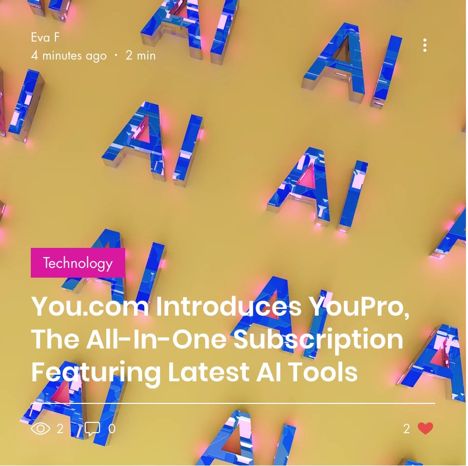 Fashion__Studio's tweet photo. #TechNews - https://t.co/dGJWYoxcgq Introduces YouPro, The All-In-One Subscription Featuring Latest #AI Tools:
https://t.co/XQzx4o2WSU
#YouPro #AItools #AInews #technology #trending
@YouSearchEngine https://t.co/qGvqvOAWgt