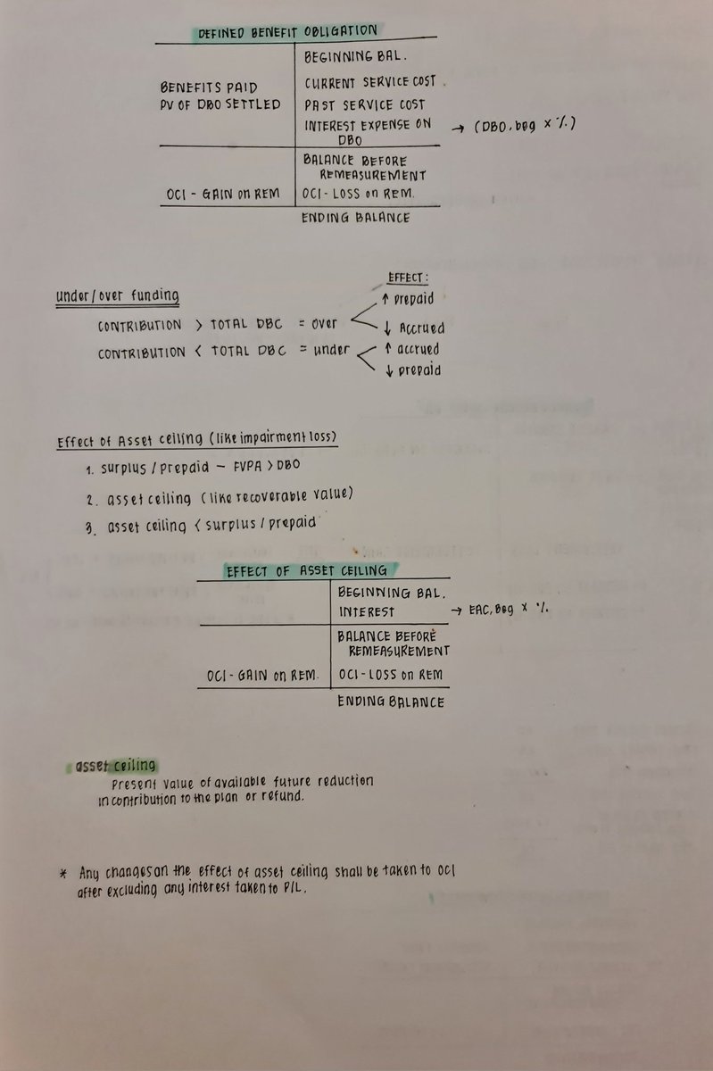 khaleeyaah09's tweet photo. FAR Notes: 

Retirement benefit obligation.
 
I did this during the lecture dati ni Sir Espenilla. Kaya straight yung line kasi ginamit ko yung ID ko paglinya haha. 

Double check niyo nalang rin, madali ko lang ginawa yan. Baka may namali ako :) just let me know. https://t.co/7vyOKTiJyl