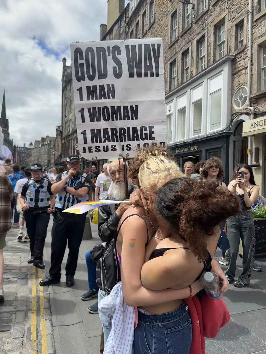 My girlfriend and I’s way of protesting ‘gods way’ 
#EdinburghPride #Pride #lesbian #queer #TransRightsAreHumanRights #Pride2023 #PrideMarch2023 #PrideMonth