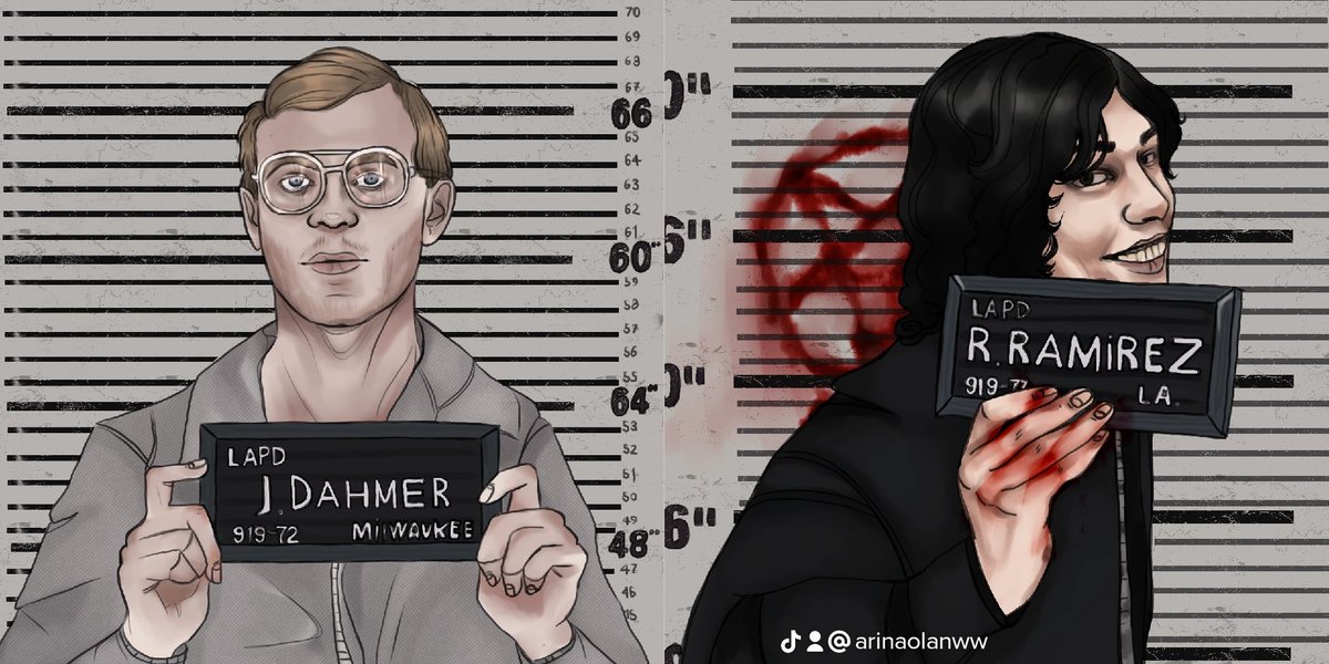 arinaolan's tweet photo. comeback with #truecrime #mugshots #art #jeffrydahmer #richardramirez https://t.co/zWRRFt6IuF