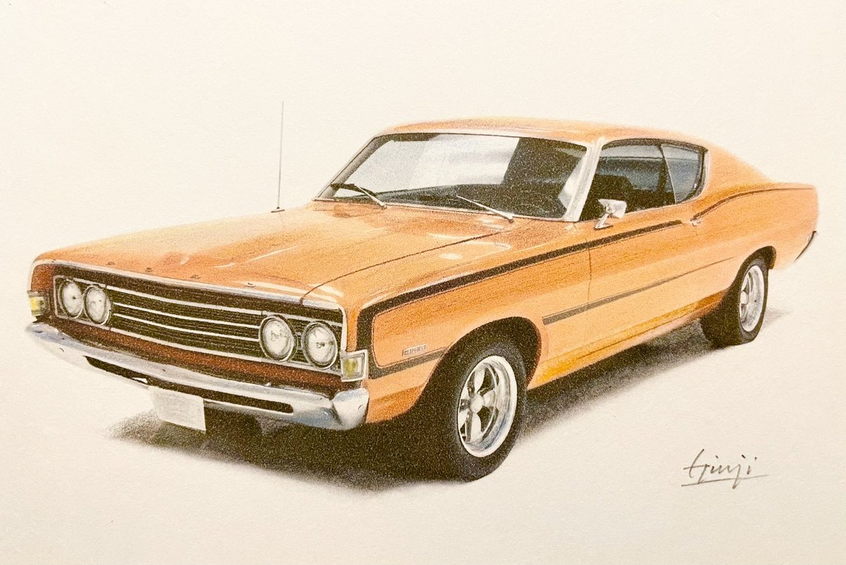 1969 フォード・トリノ
#アメ車 #水彩色鉛筆画
Ford Torino Fastback
#watercolor #colorpencil #drawing