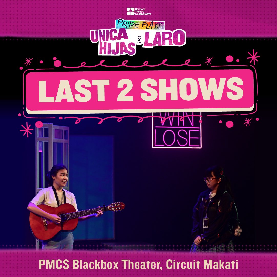 barefootcollab's tweet photo. LAST TWO SHOWS OF #BTCprideplays 😭

There won't be any show extensions, don't miss the chance to catch Unica Hijas and Laro! 🌈✨

Walk-in tickets are still available! https://t.co/gVnTXNe5Cn