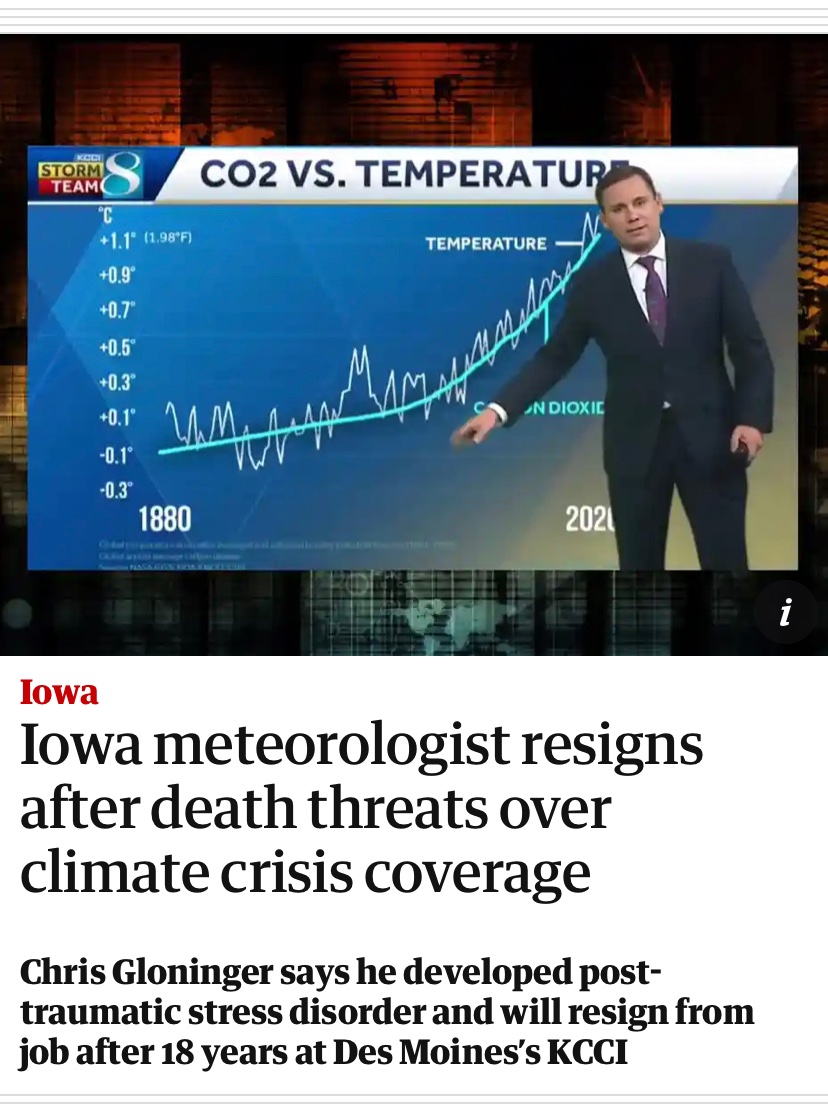 Death threats to a weatherman from Iowa climate change deniers…

How long before we see this kind of madness in the UK?

If politicians like Lee Anderson, Rees-Mogg, Gullis, Braverman and Badenoch get their way…

Tomorrow.