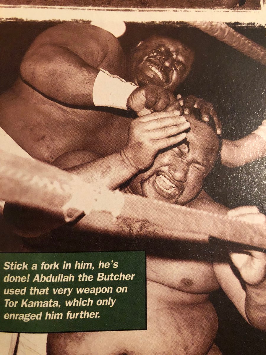 Abdullah the Butcher vs Tor Kamata at a Stampede Wrestling event from WOW magazine issue 4 

#abdullahthebutcher #torkamata #stampedewrestling #classicwrestling #wrestling #wowmagazine #70swrestling #80swrestling #wrestlingphotos