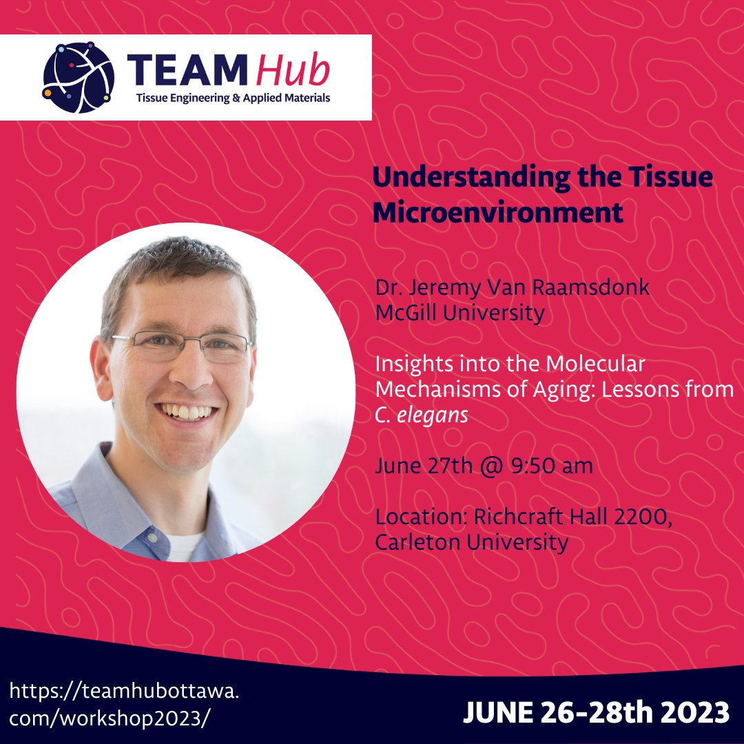 TEAMHub_Ottawa's tweet photo. Interested in how the tissue microenvironment contributes to aging? Join this session.
#TEAMHub #tissueengineering #STEM #imaging #aging #newtherapeutics #3Dbioprinting #chronicdisease #cuttingedge #newtechnology #tissuemodels #microbiology #publichealth #biomedical #health https://t.co/IZOQW9Fxzp